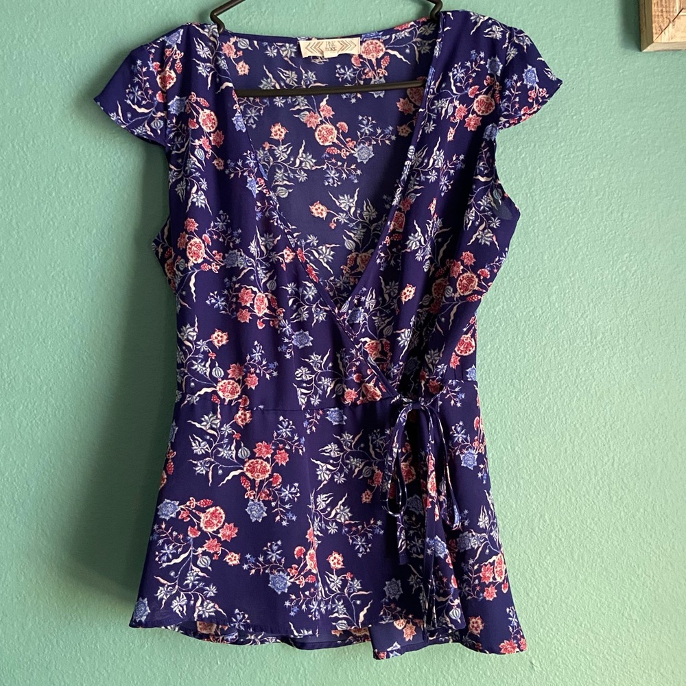 Tie Around Red White Blue Blouse